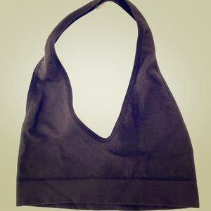 Urban Outfitters seamless navy ribbed halter bra